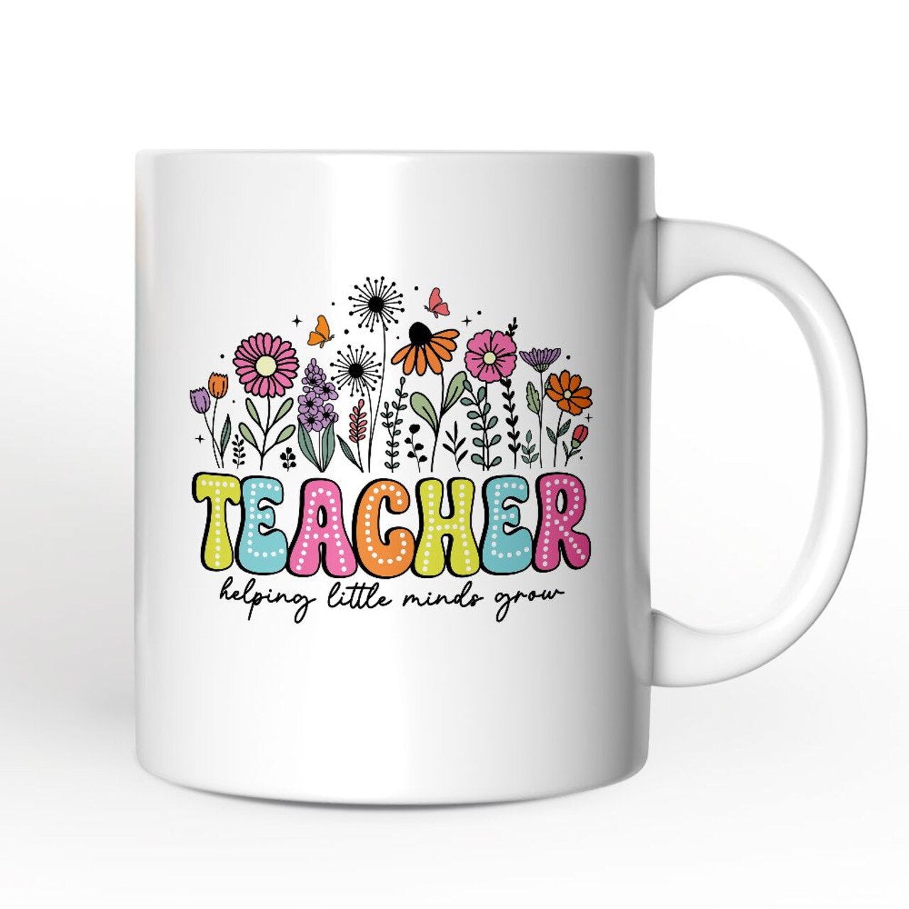 Helping Little Minds Grow Teacher Mug, Floral Appreciation Gift